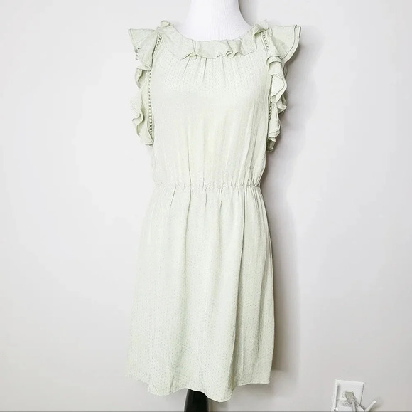NWT Anthropologie See U Soon Green Ruffled Dress S - Picture 1 of 7